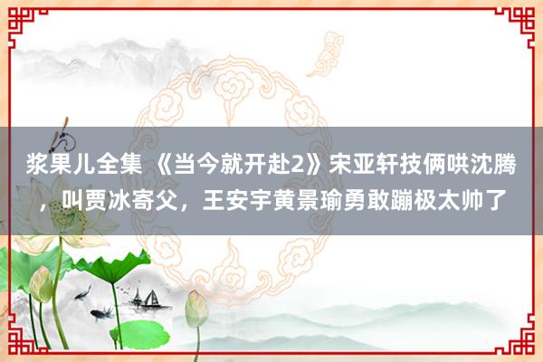 浆果儿全集 《当今就开赴2》宋亚轩技俩哄沈腾，叫贾冰寄父，王安宇黄景瑜勇敢蹦极太帅了