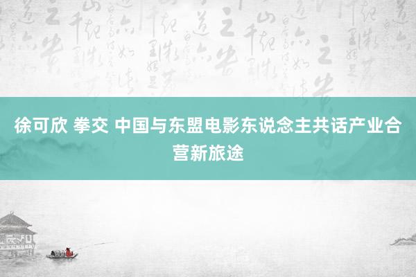 徐可欣 拳交 中国与东盟电影东说念主共话产业合营新旅途