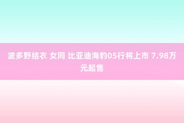 波多野结衣 女同 比亚迪海豹05行将上市 7.98万元起售