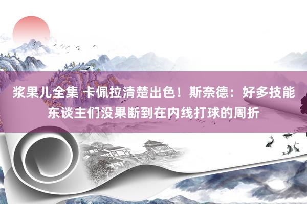 浆果儿全集 卡佩拉清楚出色！斯奈德：好多技能东谈主们没果断到在内线打球的周折