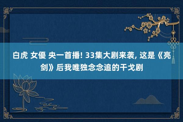 白虎 女優 央一首播! 33集大剧来袭， 这是《亮剑》后我唯独念念追的干戈剧