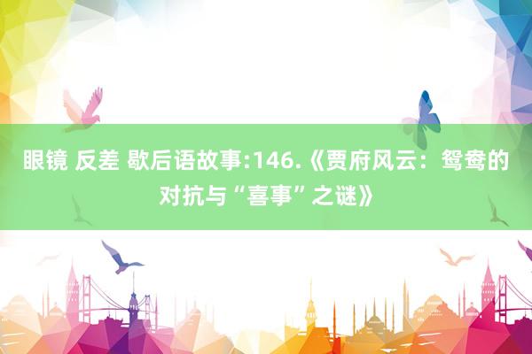 眼镜 反差 歇后语故事:146.《贾府风云：鸳鸯的对抗与“喜事”之谜》