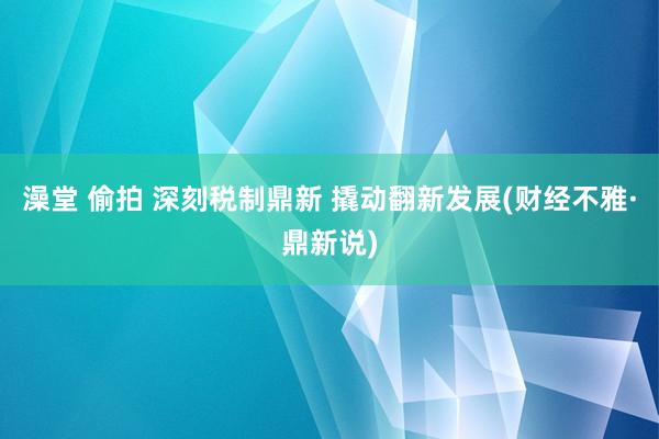 澡堂 偷拍 深刻税制鼎新 撬动翻新发展(财经不雅·鼎新说)