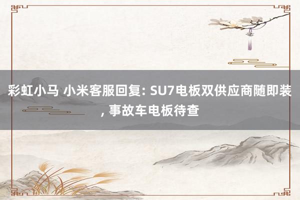 彩虹小马 小米客服回复: SU7电板双供应商随即装， 事故车电板待查