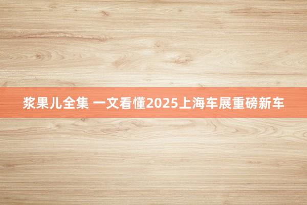 浆果儿全集 一文看懂2025上海车展重磅新车