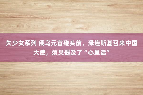 失少女系列 俄乌元首碰头前，泽连斯基召来中国大使，须臾提及了“心里话”